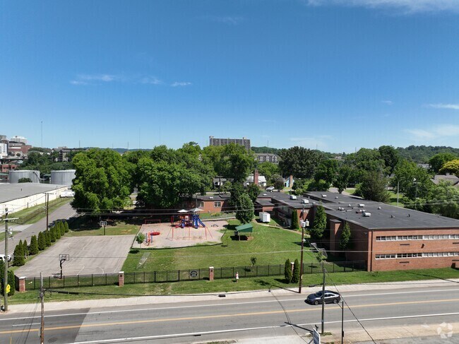 Students can play a game of basketball at South Knoxville Elementary School.