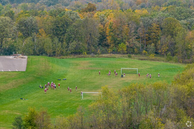 There is an open green space surrounding Spring Valley Elementary.