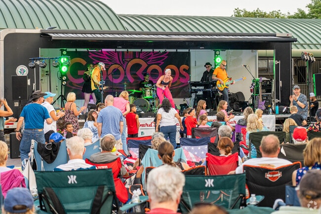 GOOROOS singer interacts with the dancing crowd at the Lombard Cruise Night & Summer Concert.