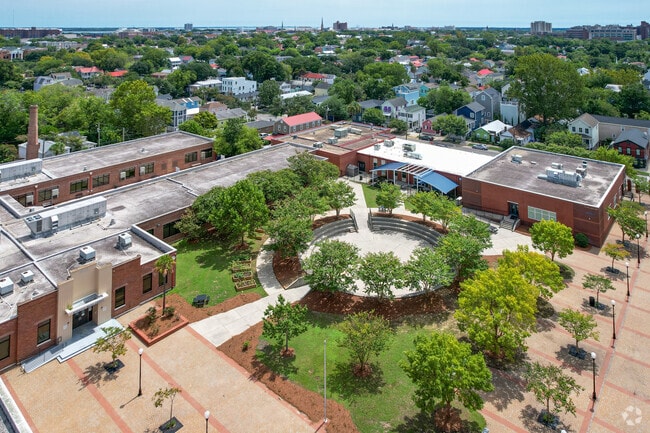 Students in grades 6-8 love the courtyard at the Simmons-Pinckney Middle School in Charleston.