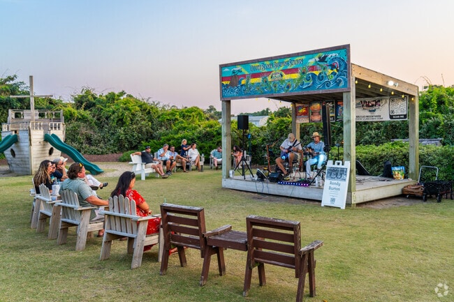 Outer Banks Brewing Company hosts live music in their beautiful backyard in the summer.