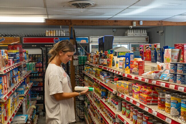 Shelves at Lakeside Country Store hold everything from snacks to household basics.