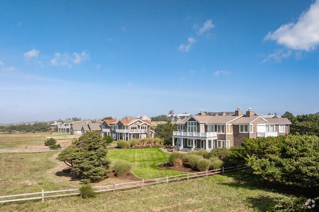 Rows of oceanfront homes line the shoreline in Surf Pines.