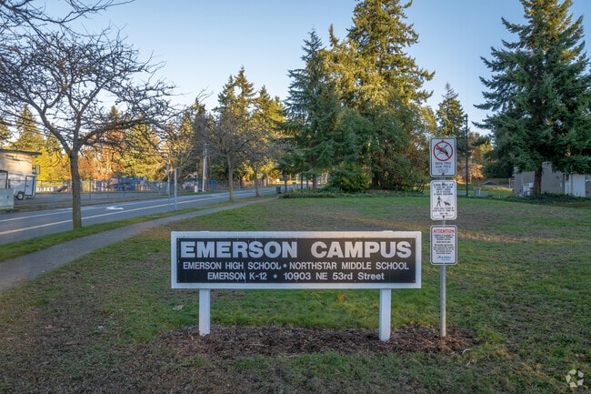 Emerson High School's sign.