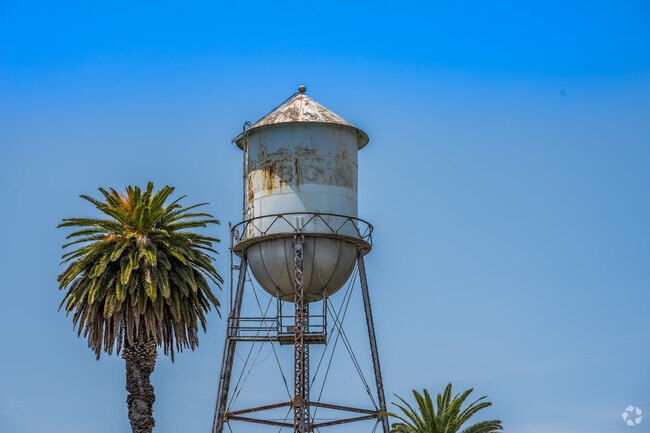 The water tower in Biggs can be seen through most of the town.