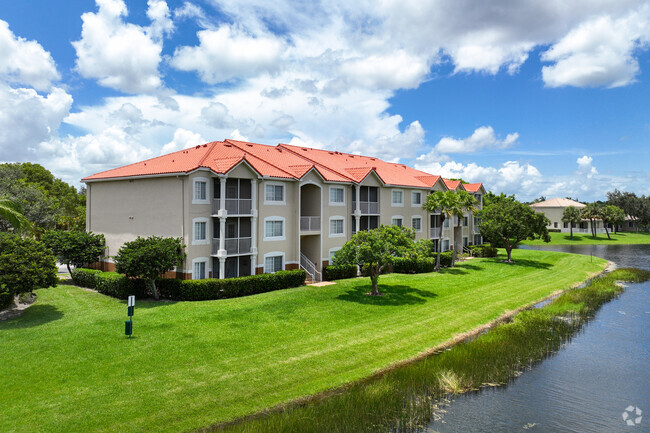 San Michele condominiums have lake front views and green gardens around them.