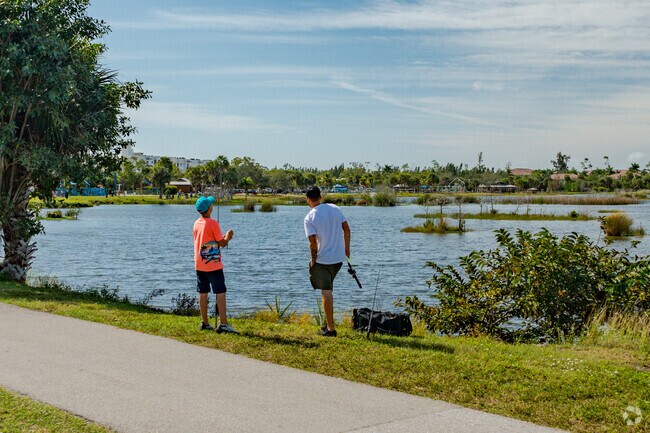 Many Villas residents enjoy fishing on the lake at Lakes Park.