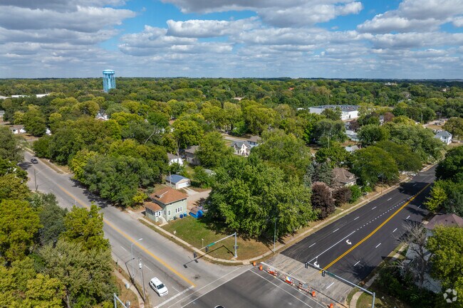 Lafnow homes sit along tree lined streets.
