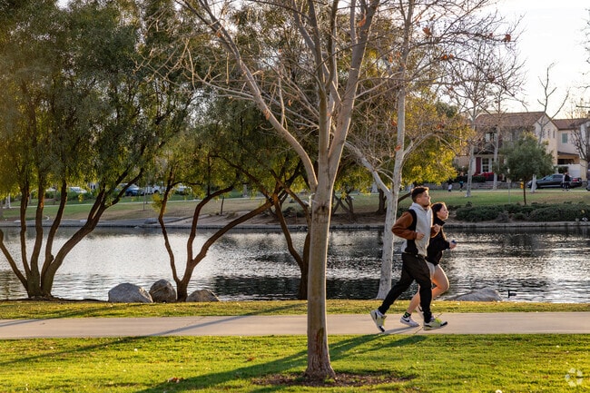 Get some cardio by the lake in Harveston.