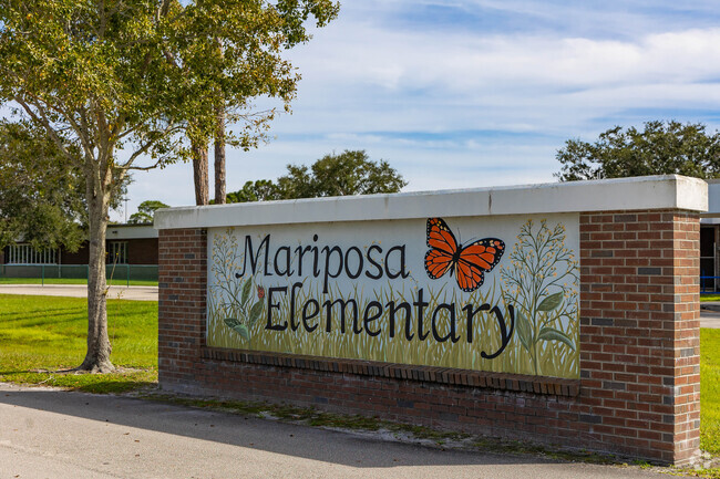 Mariposa Elementary School ground pylon the main signage for this school.