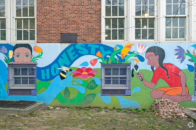 Some of the beautiful artworks that greets students entering the building.