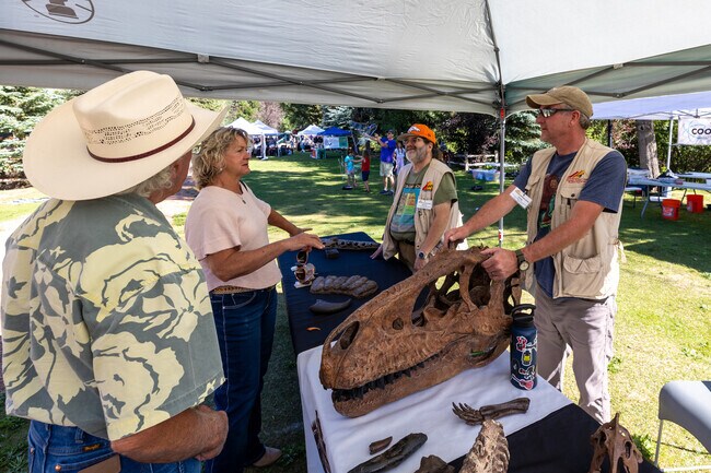 Green Mountain Falls residents learn about dinosaurs at the Bronc Day Festival.