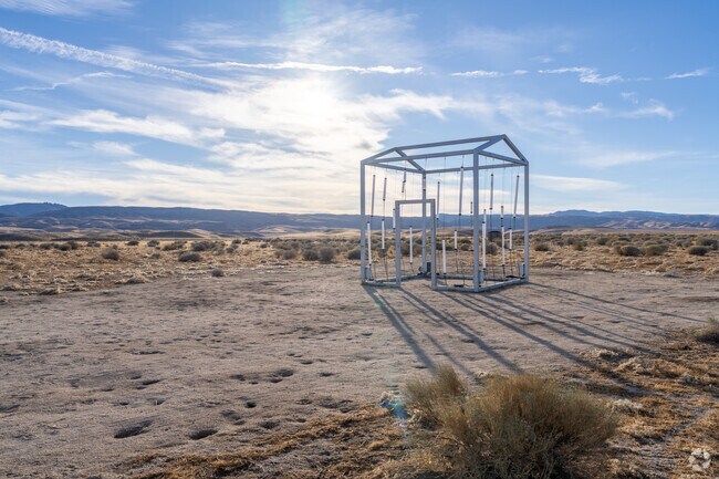 A piece from Art in Residence stands against the vast Northwest Antelope Valley backdrop, blending art with the beauty of nature.
