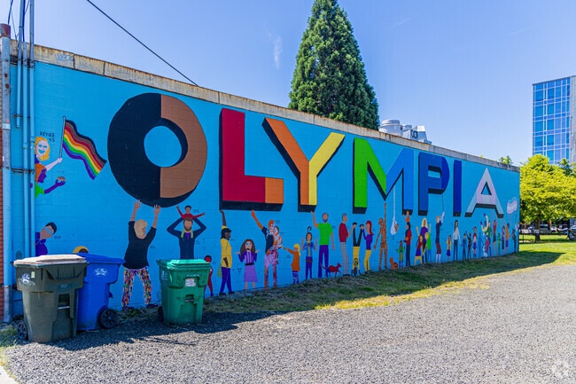 A beautiful mural featuring the name if the city.
