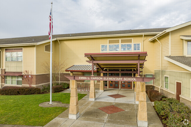 Directly in front of Emma L. Carson Elementary.