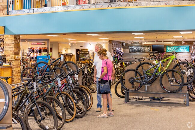 Cyclers check out the latest bikes and equipment at Wheat Ridge Cyclery.