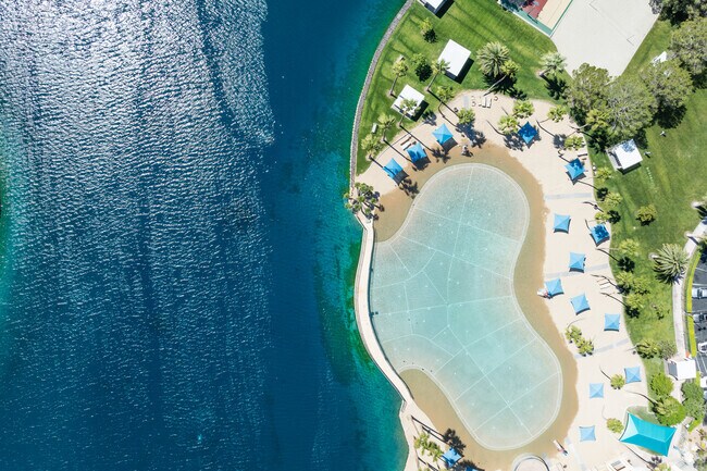 Desert Shores is known for its summer beach parties by the lagoon.