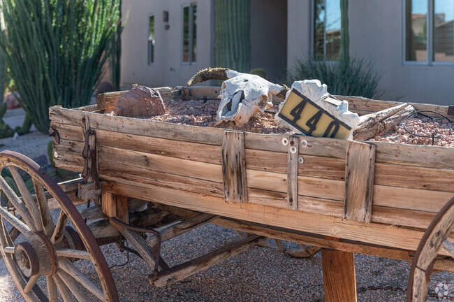 Desert-inspired decorations make the houses stand out in Foothills.