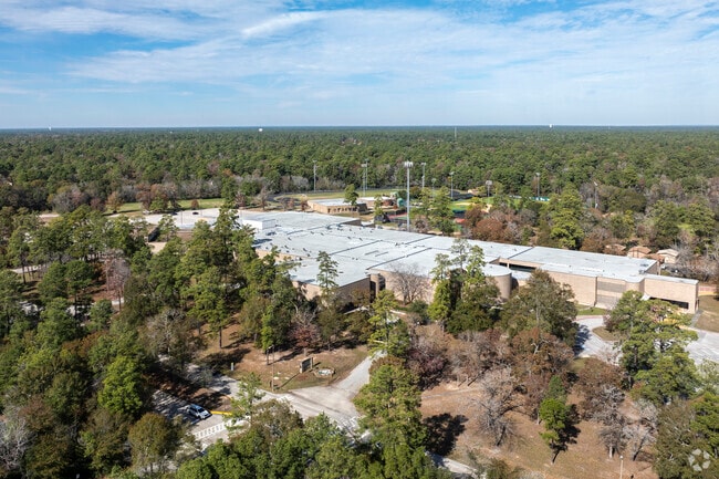 McCullough Junior High is located in a heavily wooded area of The Woodlands.