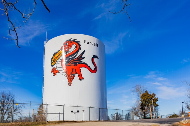 Sharp Memorial Park features interesting art decor on the water tower beside.