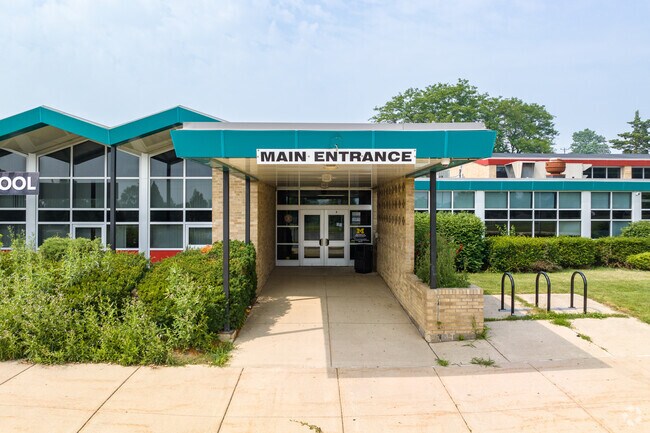 Entrance to Ypsilanti Community Middle School where families and students are connected.