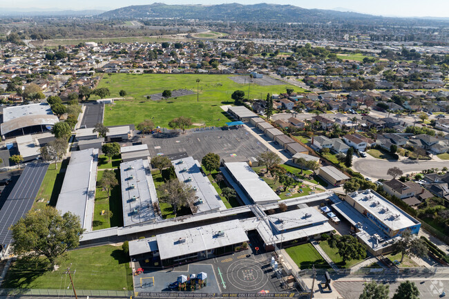 Frontside of La Merced Intermediate School in Montebello, Ca.