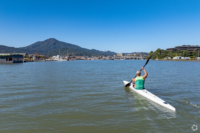 Kayaking to your doorstep is possible in Creekside, where homes have docks for kayaks.