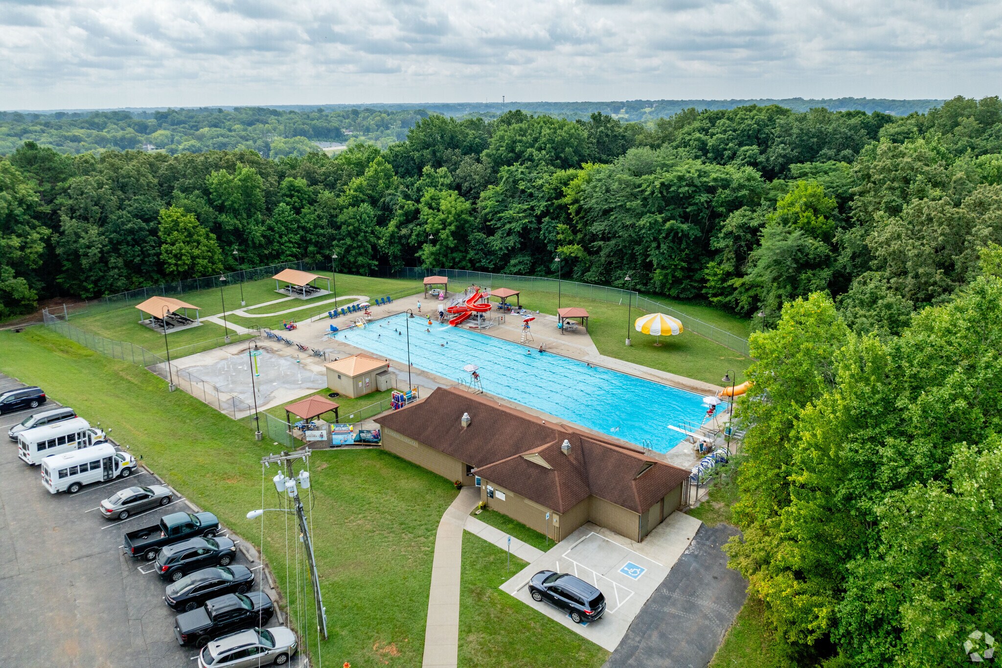 Swan Lake Park has a large pool for swimmers to enjoy near Page Estates.