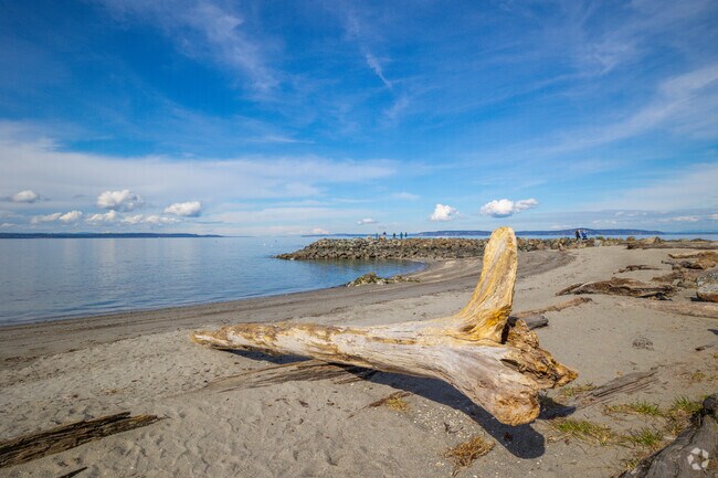 Pebbled shores meet gentle waves at Brackett’s Landing Beach in Edmonds.