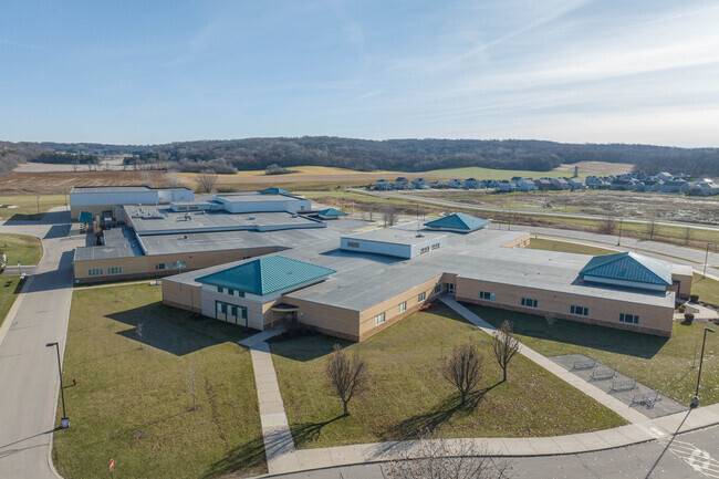 Glacier Creek Middle School has a unique shape.