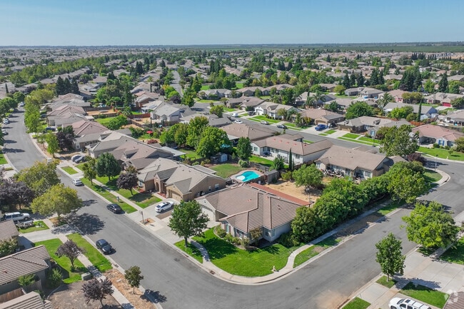 The aerial view showcasing the vibrant community of Plumas Lake.