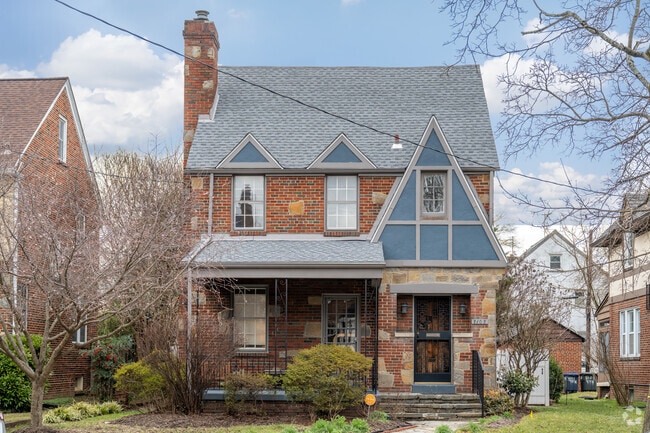 A Tudor-Style brick home on Van Buren St NW in Brightwood, Washington, DC.