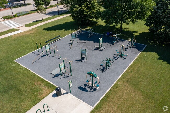 An outdoor gym is available to student athletes at Shorewood High School.