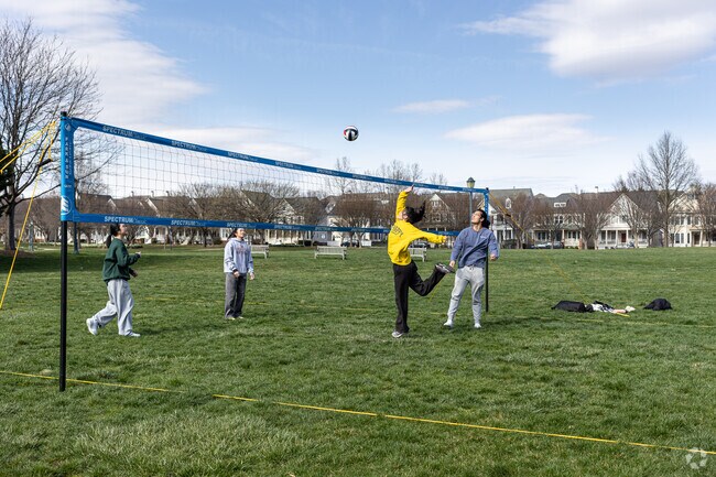 Practice for your next game of volleyball at King Farm Park in King Farm.
