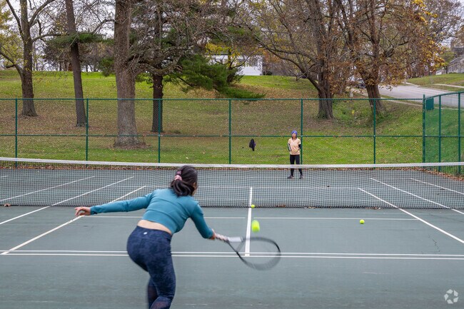 Play a match of tennis with a friend at Harmon Park in Lebanon.