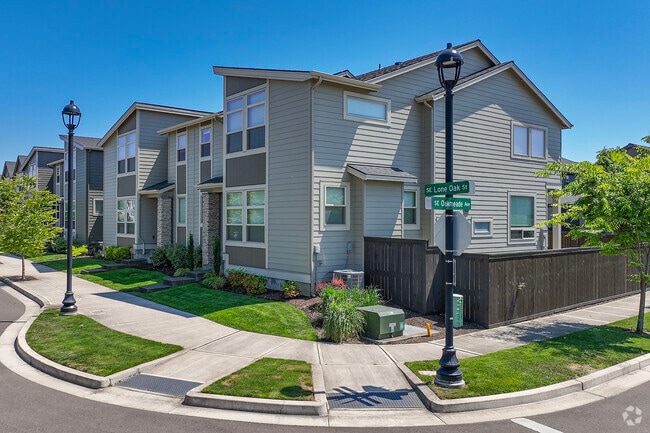 Newly constructed contemporary townhomes line the streets of Southeast Hillsboro.
