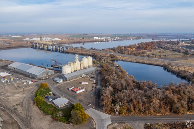 Industrial sites line parts of Burbank near the Columbia River.