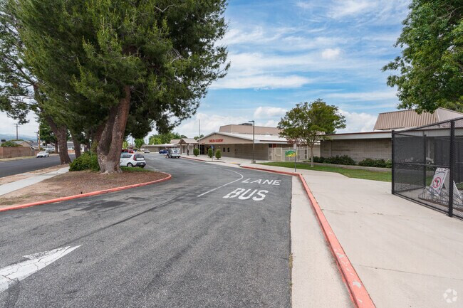 The parking lot and front of Emblem Academy in Saugus, CA.