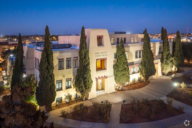The Eddie County Courthouse is located in the center of the southeast New Mexico city of Carlsbad, nicknamed “The Pearl on the Pecos”.