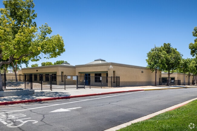 A view of the The Dartmouth Middle School buildings from the street in Hemet.