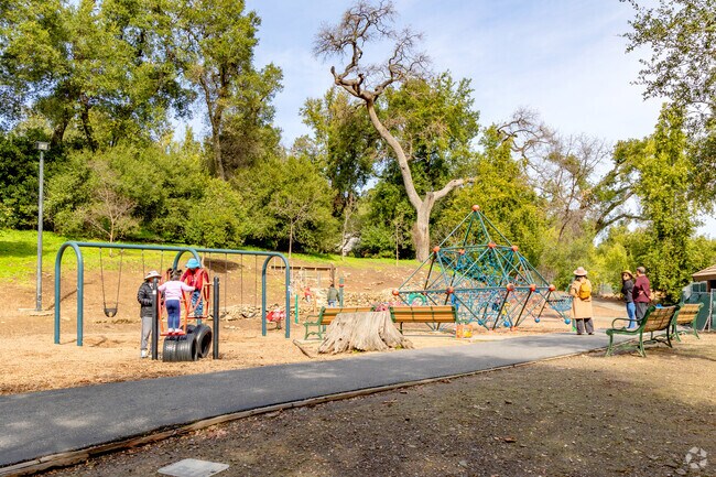 Kids flock to the playground at Wildwood Park on the weekend.
