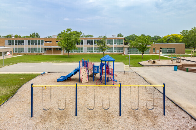 Hedke Elementary School playground and swingset in the city of Trenton.