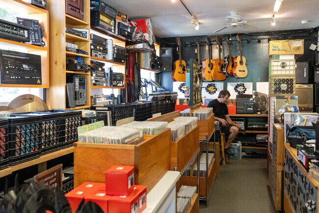 The Woodstock Music Shop is a musical staple in town for records and instrument repair.