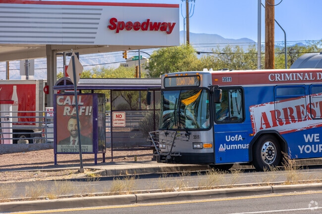 Sun Tran stops along all major roads on the Eastside.