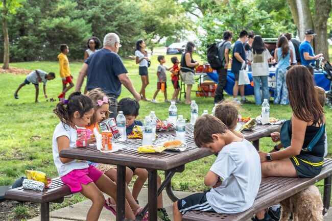 Kids eat and play games at Norman Schack Park in Southwest Skokie at Hot Dogs in the Parks.