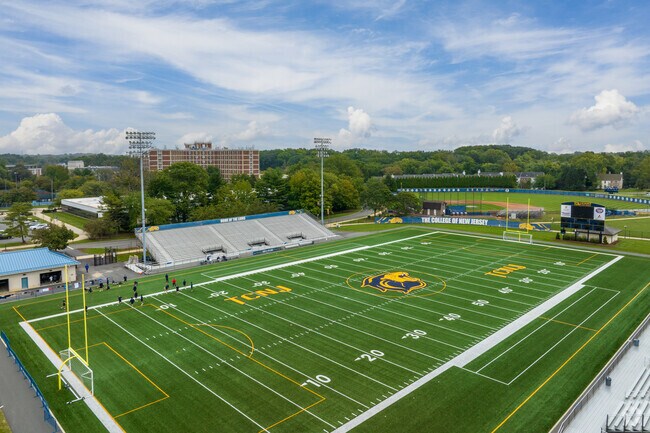 The College of New Jersey football field is a hub for campus sports near Ewingville.