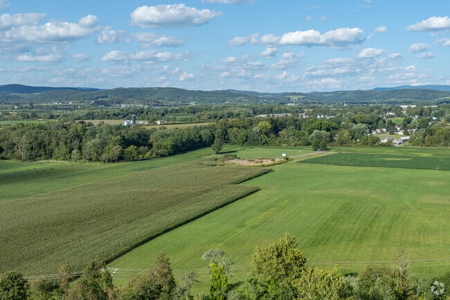 Hughesville is mostly green, rural farmland.