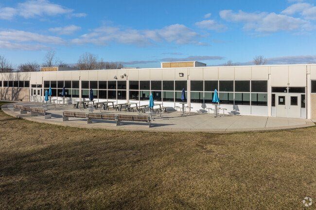 Larson Middle School outdoor lunch tables.