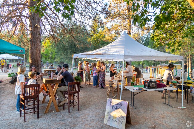 The local community come together in the sunny seasons for the farmers market.
