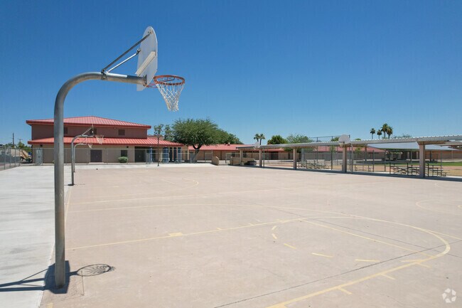 Clarendon Elementary School in central Phoenix provides basketball courts for its students.